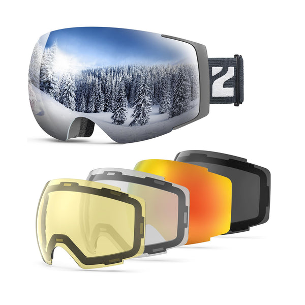 ZIONOR® X4 Ski Goggles Set 5 In 1 Anti-fog UV Protection Snow Goggles for Men Women Adult