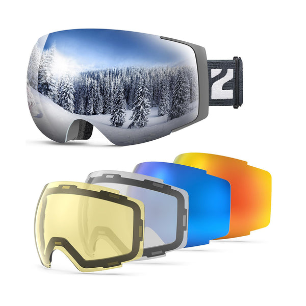 ZIONOR® X4 Ski Goggles Set 5 In 1 Anti-fog UV Protection Snow Goggles for Men Women Adult