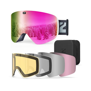 GetUSCart- ZIONOR Lagopus Ski Snowboard Goggles UV Protection Anti fog Snow  Goggles for Men Women Youth VLT 8% Black Frame Black Lens