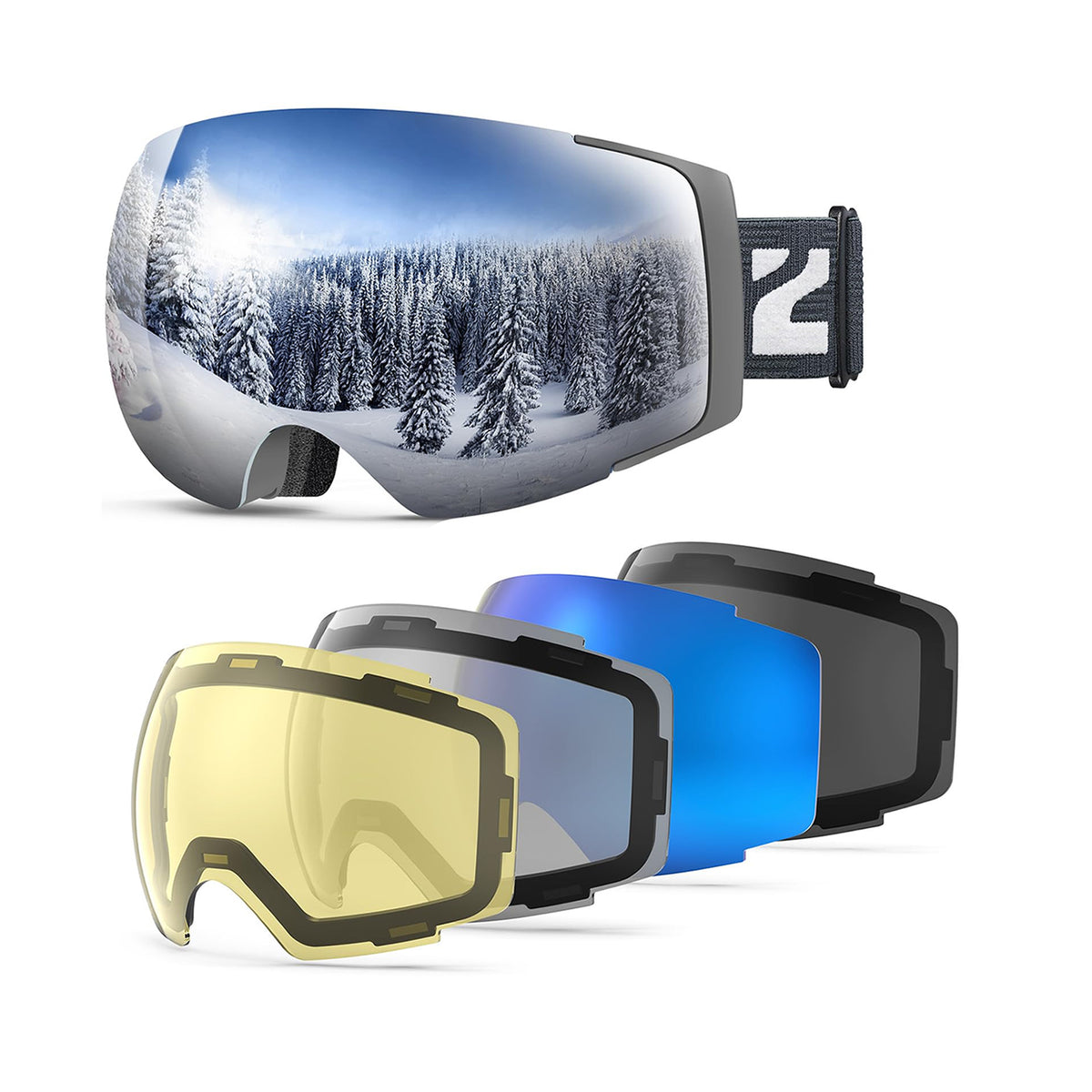 ZIONOR® X4 Ski Goggles Set 5 In 1 Antifog UV Protection Snow Goggles