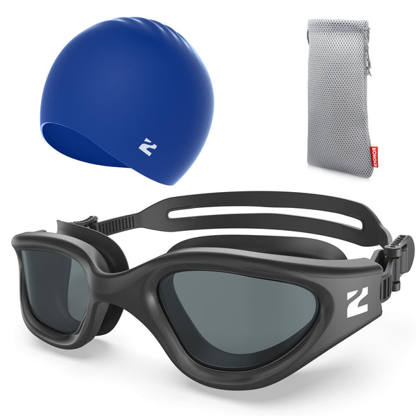 ZIONOR G1 Lite Clear Lens Swim Goggles with Swim Cap Comfortable Anti-fog for Adult Men Women