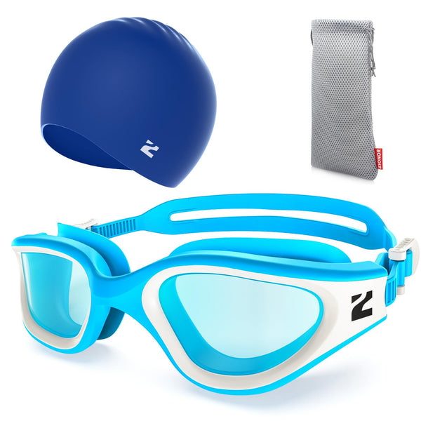 ZIONOR G1 Lite Clear Lens Swim Goggles with Swim Cap Comfortable Anti-fog for Adult Men Women