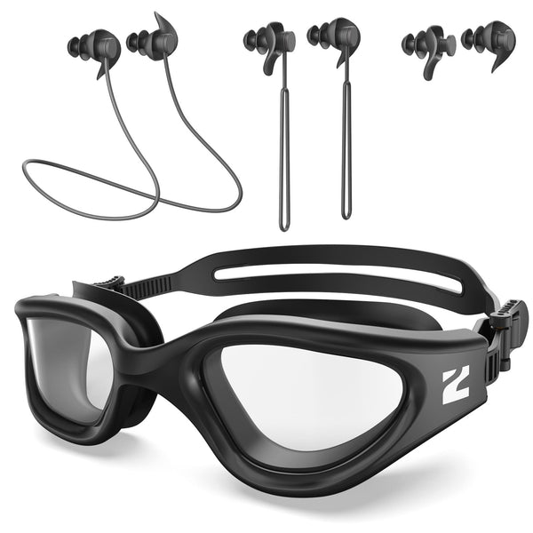 ZIONOR G1 Lite Clear Swimming Goggles with 3 Pairs Earplugs, Anti-Fog UV Protection Swim Goggle for Adult Men Women Youth