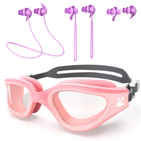 ZIONOR G1 Lite Clear Swimming Goggles with 3 Pairs Earplugs, Anti-Fog UV Protection Swim Goggle for Adult Men Women Youth