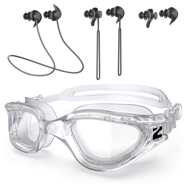 ZIONOR G1 Lite Clear Swimming Goggles with 3 Pairs Earplugs, Anti-Fog UV Protection Swim Goggle for Adult Men Women Youth