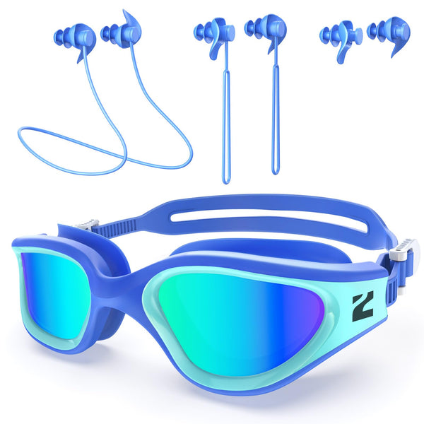 ZIONOR G1 Lite Polarized Swimming Goggles with 3 Pairs Earplugs, Anti-Fog UV Protection Swim Goggle for Adult Men Women Youth