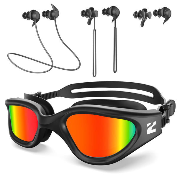 ZIONOR G1 Lite Polarized Swimming Goggles with 3 Pairs Earplugs, Anti-Fog UV Protection Swim Goggle for Adult Men Women Youth