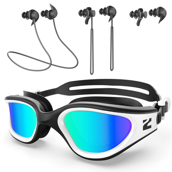 ZIONOR G1 Lite Polarized Swimming Goggles with 3 Pairs Earplugs, Anti-Fog UV Protection Swim Goggle for Adult Men Women Youth