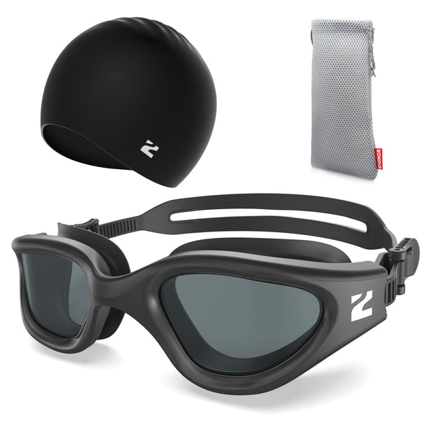 ZIONOR G1 Lite Clear Lens Swim Goggles with Swim Cap Comfortable Anti-fog for Adult Men Women