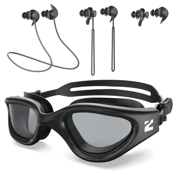 ZIONOR G1 Lite Polarized Swimming Goggles with 3 Pairs Earplugs, Anti-Fog UV Protection Swim Goggle for Adult Men Women Youth
