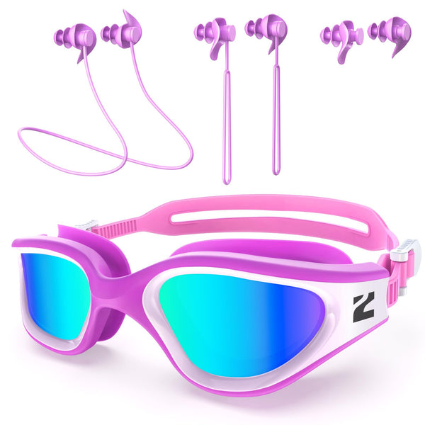 ZIONOR G1 Lite Polarized Swimming Goggles with 3 Pairs Earplugs, Anti-Fog UV Protection Swim Goggle for Adult Men Women Youth
