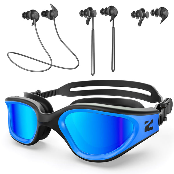 ZIONOR G1 Lite Polarized Swimming Goggles with 3 Pairs Earplugs, Anti-Fog UV Protection Swim Goggle for Adult Men Women Youth