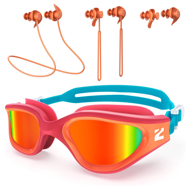 ZIONOR G1 Lite Polarized Swimming Goggles with 3 Pairs Earplugs, Anti-Fog UV Protection Swim Goggle for Adult Men Women Youth