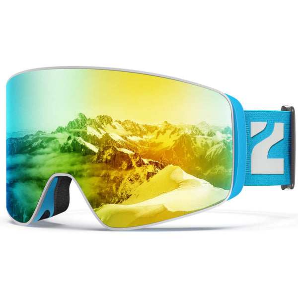 ZIONOR Ski Goggles, X12 100% OTG Snow Goggles Detachable Lens UV Protection for Men Women Adult