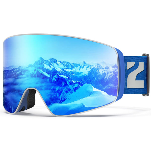 ZIONOR Ski Goggles, X12 100% OTG Snow Goggles Detachable Lens UV Protection for Men Women Adult